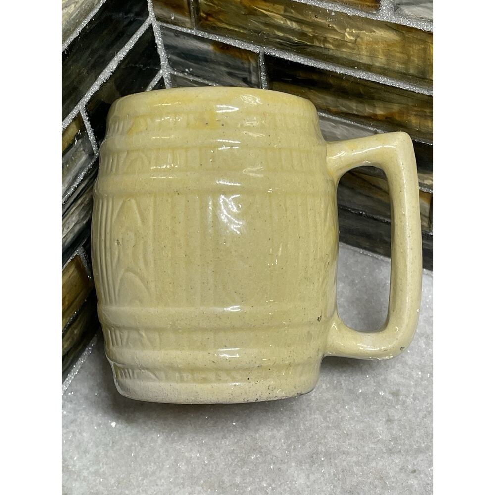 McCoy Yellow Barrel Handled Mug Glazed Pottery Stoneware Vintage
